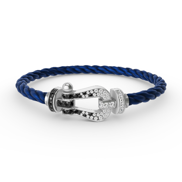 [Elara jewelsry ]FORCE LARGE HORSESHOE BLACK WHITE DIAMOND BRACELET SILVER