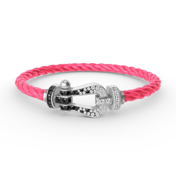 [Elara jewelsry ]FORCE LARGE HORSESHOE BLACK WHITE DIAMOND BRACELET SILVER