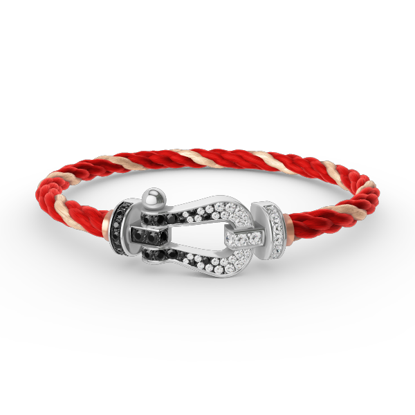 [Elara jewelsry ]FORCE LARGE HORSESHOE BLACK WHITE DIAMOND BRACELET SILVER