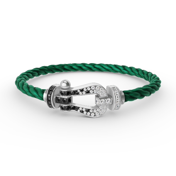 [Elara jewelsry ]FORCE LARGE HORSESHOE BLACK WHITE DIAMOND BRACELET SILVER