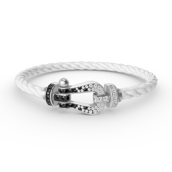 [Elara jewelsry ]FORCE LARGE HORSESHOE BLACK WHITE DIAMOND BRACELET SILVER