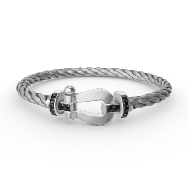 [Elara jewelsry ]FORCE LARGE HORSESHOE BLACK DIAMOND BRACELET SILVER
