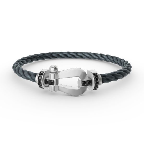 [Elara jewelsry ]FORCE LARGE HORSESHOE BLACK DIAMOND BRACELET SILVER