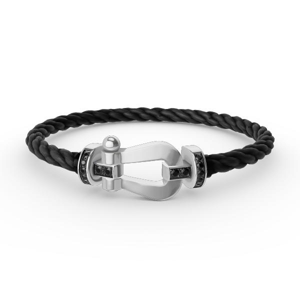 [Elara jewelsry ]FORCE LARGE HORSESHOE BLACK DIAMOND BRACELET SILVER