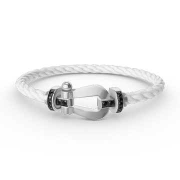 [Elara jewelsry ]FORCE LARGE HORSESHOE BLACK DIAMOND BRACELET SILVER