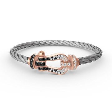 [Elara jewelsry ]FORCE LARGE HORSESHOE BLACK WHITE DIAMOND BRACELET ROSE GOLD