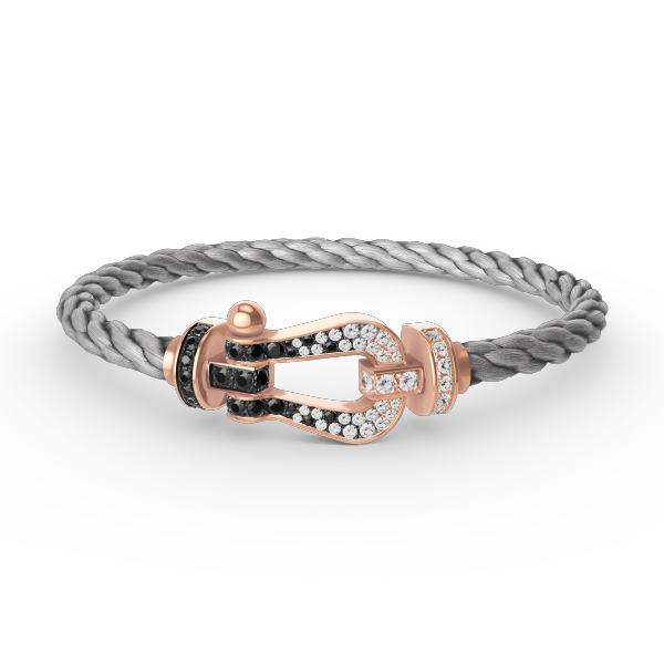 [Elara jewelsry ]FORCE LARGE HORSESHOE BLACK WHITE DIAMOND BRACELET ROSE GOLD