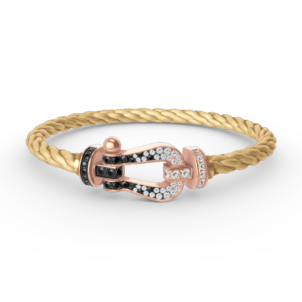 [Elara jewelsry ]FORCE LARGE HORSESHOE BLACK WHITE DIAMOND BRACELET ROSE GOLD