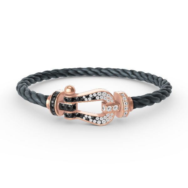 [Elara jewelsry ]FORCE LARGE HORSESHOE BLACK WHITE DIAMOND BRACELET ROSE GOLD