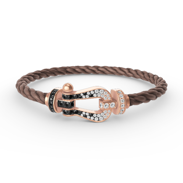 [Elara jewelsry ]FORCE LARGE HORSESHOE BLACK WHITE DIAMOND BRACELET ROSE GOLD