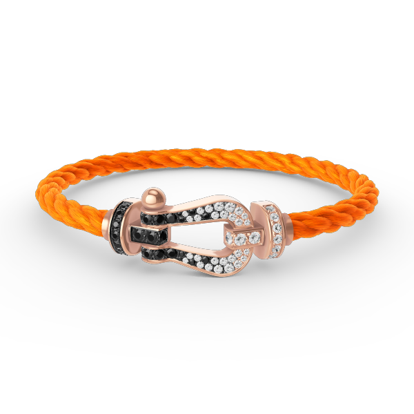 [Elara jewelsry ]FORCE LARGE HORSESHOE BLACK WHITE DIAMOND BRACELET ROSE GOLD