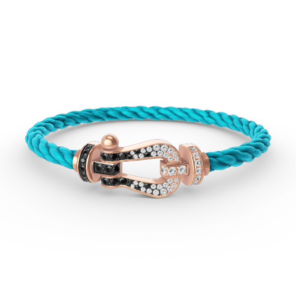 [Elara jewelsry ]FORCE LARGE HORSESHOE BLACK WHITE DIAMOND BRACELET ROSE GOLD