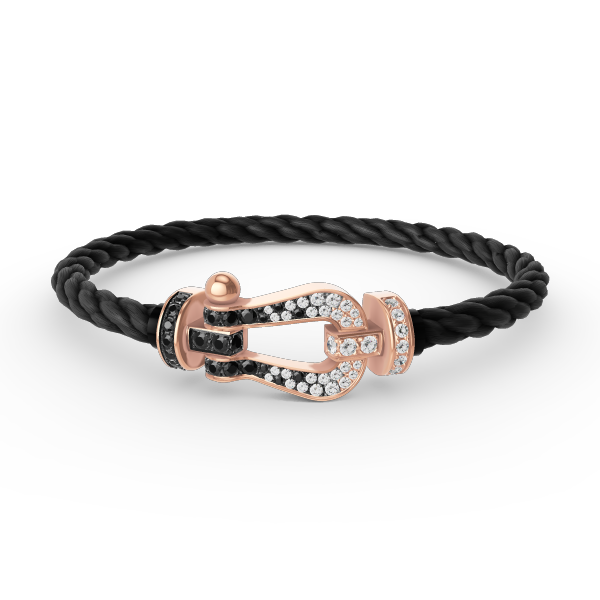 [Elara jewelsry ]FORCE LARGE HORSESHOE BLACK WHITE DIAMOND BRACELET ROSE GOLD