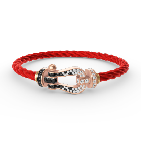 [Elara jewelsry ]FORCE LARGE HORSESHOE BLACK WHITE DIAMOND BRACELET ROSE GOLD