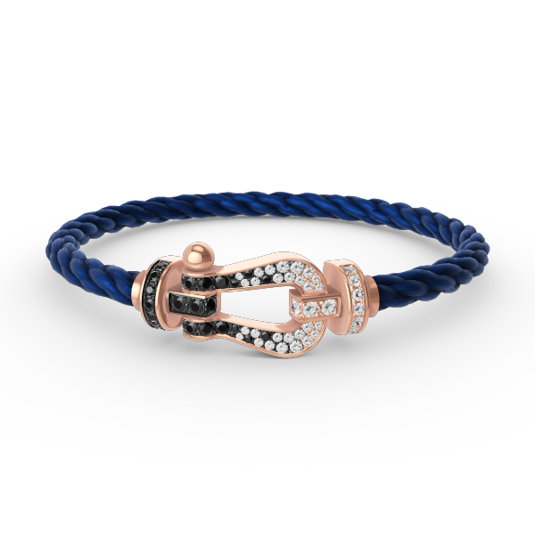 [Elara jewelsry ]FORCE LARGE HORSESHOE BLACK WHITE DIAMOND BRACELET ROSE GOLD