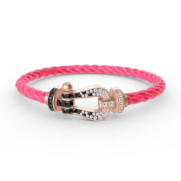[Elara jewelsry ]FORCE LARGE HORSESHOE BLACK WHITE DIAMOND BRACELET ROSE GOLD