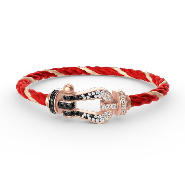 [Elara jewelsry ]FORCE LARGE HORSESHOE BLACK WHITE DIAMOND BRACELET ROSE GOLD