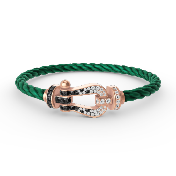 [Elara jewelsry ]FORCE LARGE HORSESHOE BLACK WHITE DIAMOND BRACELET ROSE GOLD