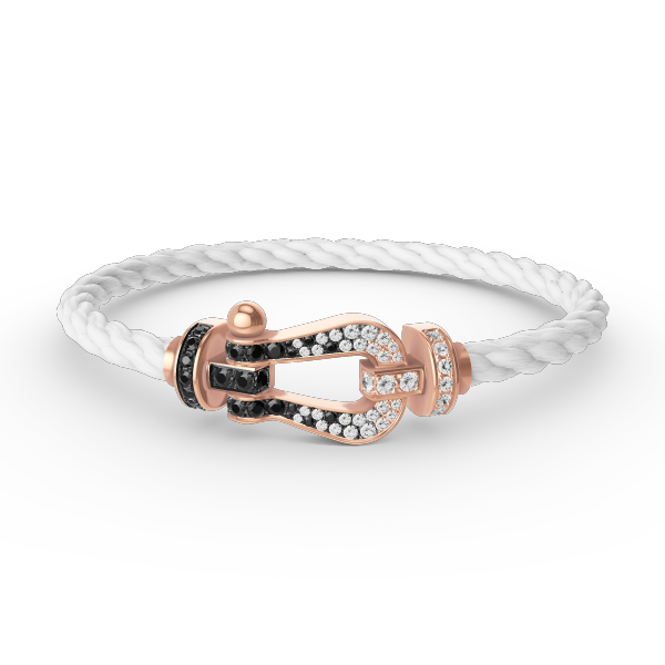 [Elara jewelsry ]FORCE LARGE HORSESHOE BLACK WHITE DIAMOND BRACELET ROSE GOLD