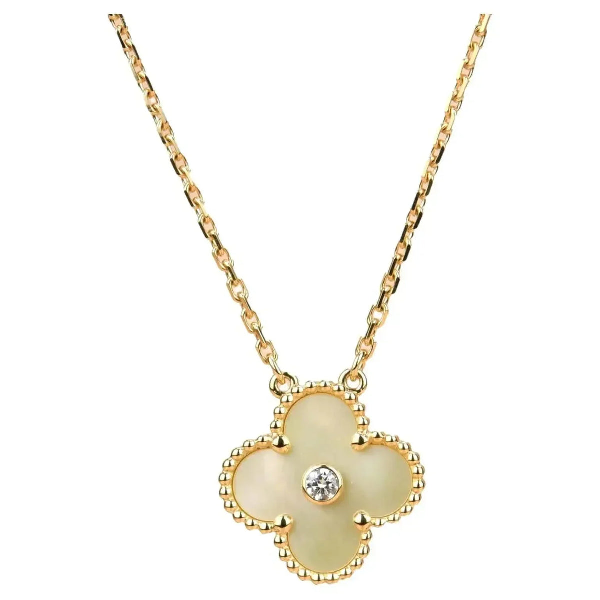 [Elara jewelsry ]CLOVER 15MM DIAMOND GOLD MOTHER OF PEARL NECKLACE