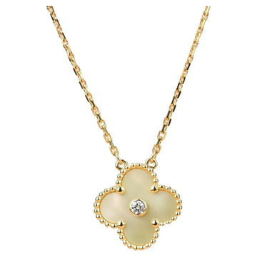 [Elara jewelsry ]CLOVER 15MM DIAMOND GOLD MOTHER OF PEARL NECKLACE
