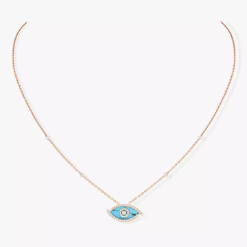 [Elara jewelsry]Lucky Eye Diamond Necklace in Rose Gold and Turquoise