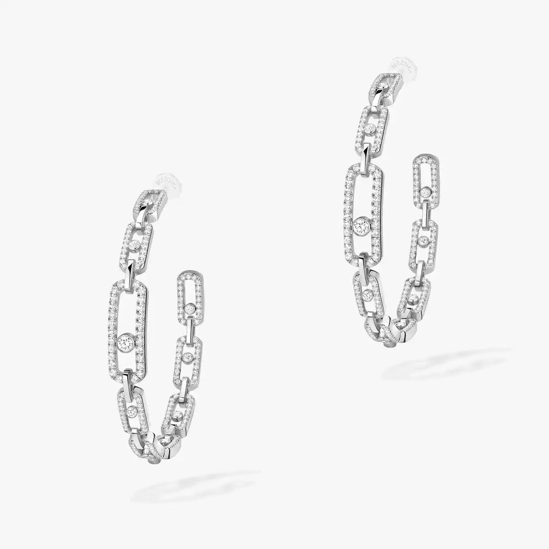 [Elara jewelsry]Move Link Diamond Hoop Earrings