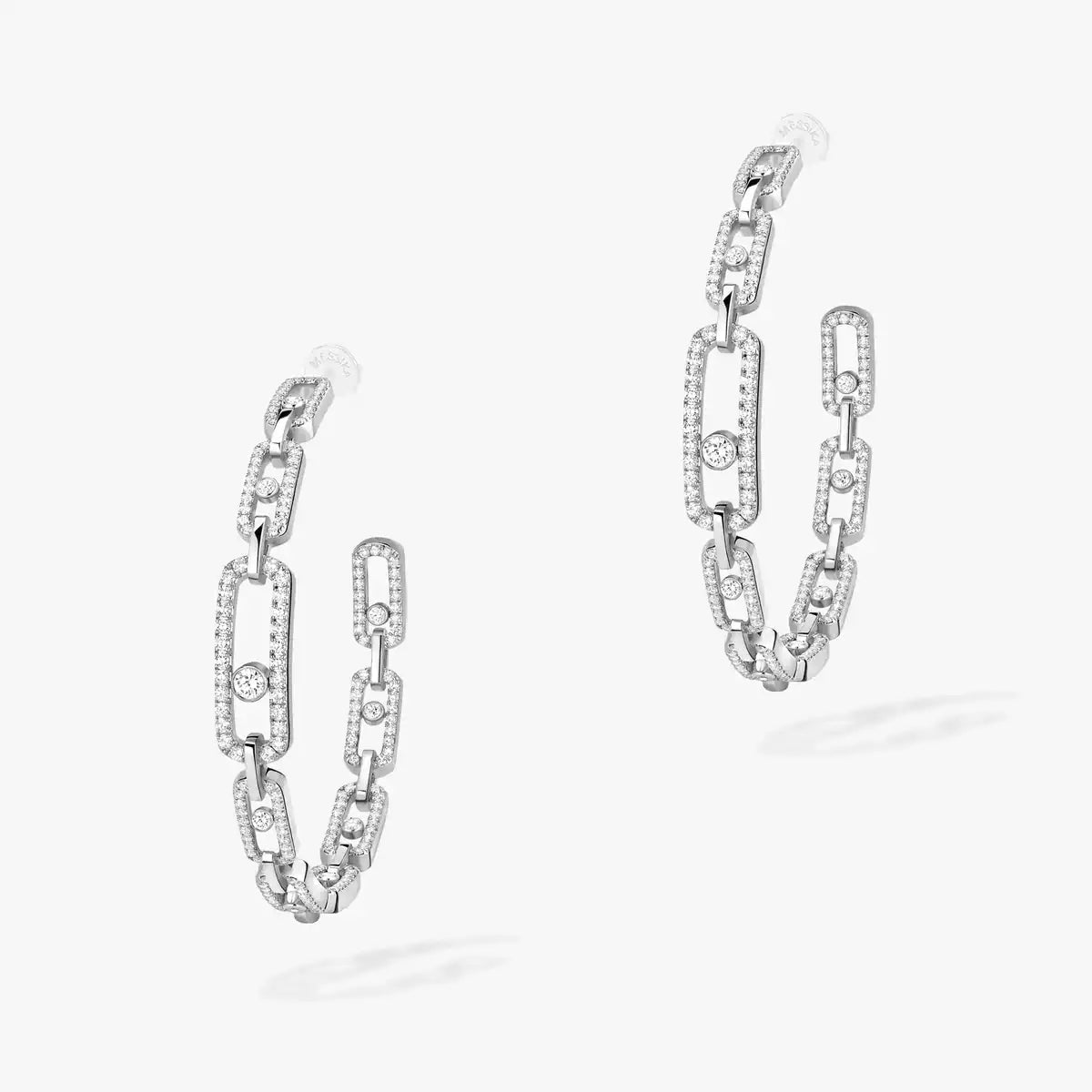 [Elara jewelsry]Move Link Diamond Hoop Earrings