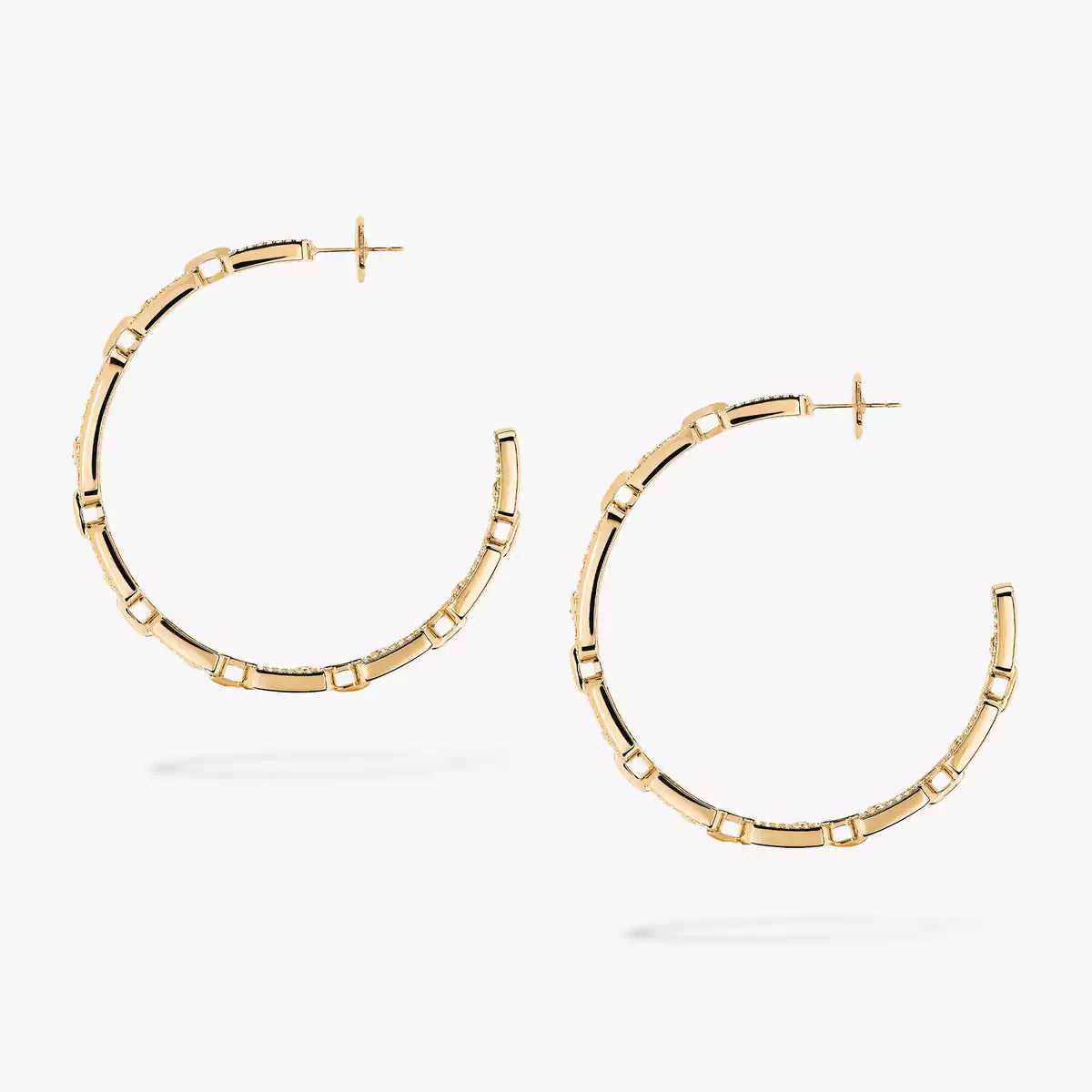 [Elara jewelsry]Move Link Diamond Hoop Earrings