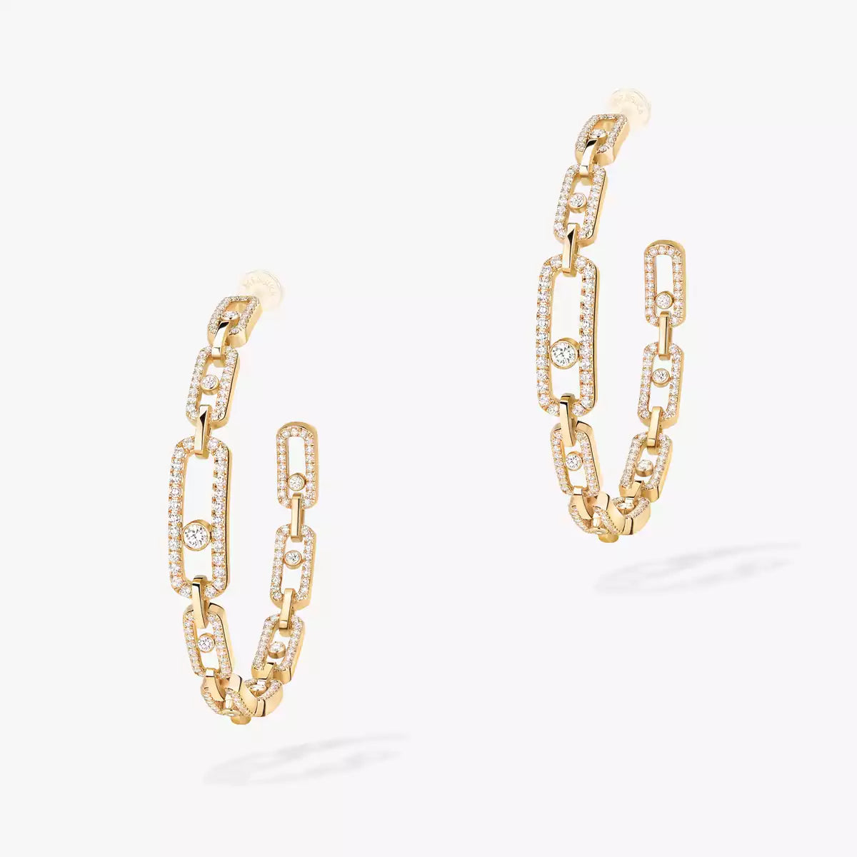 [Elara jewelsry]Move Link Diamond Hoop Earrings
