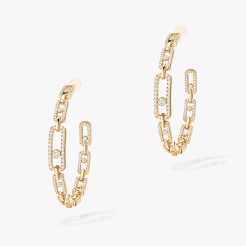 [Elara jewelsry]Move Link Diamond Hoop Earrings