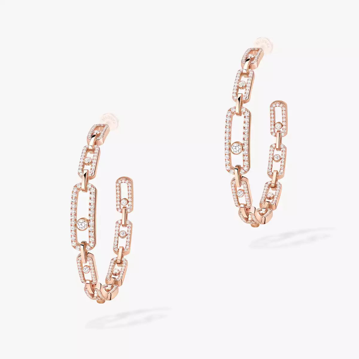 [Elara jewelsry]Move Link Diamond Hoop Earrings