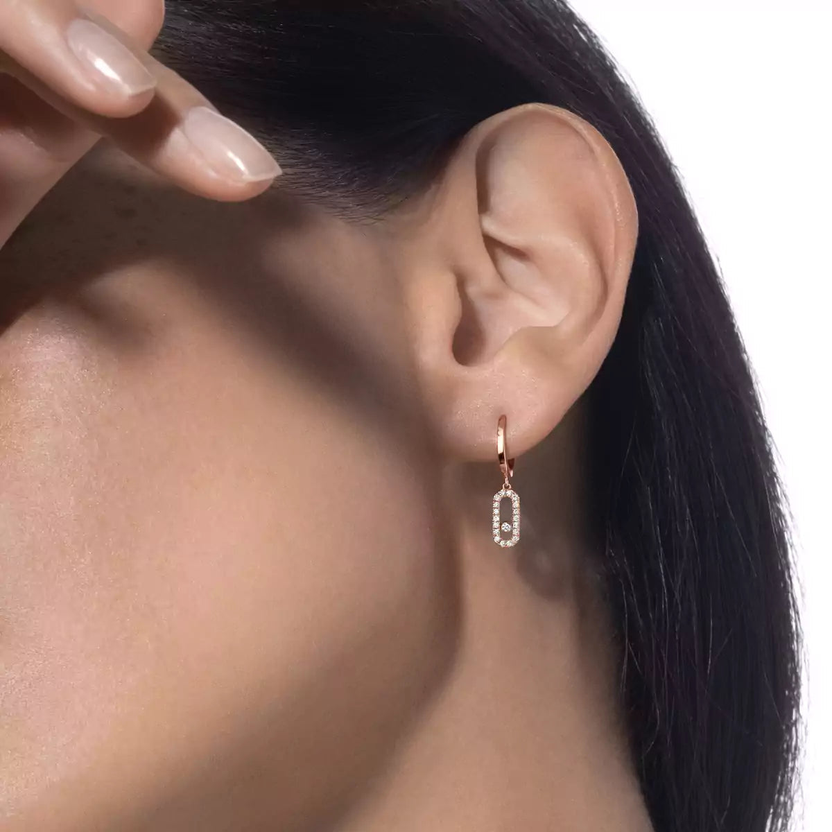 [Elara jewelsry]Move Uno Single Diamond Hoop Earring