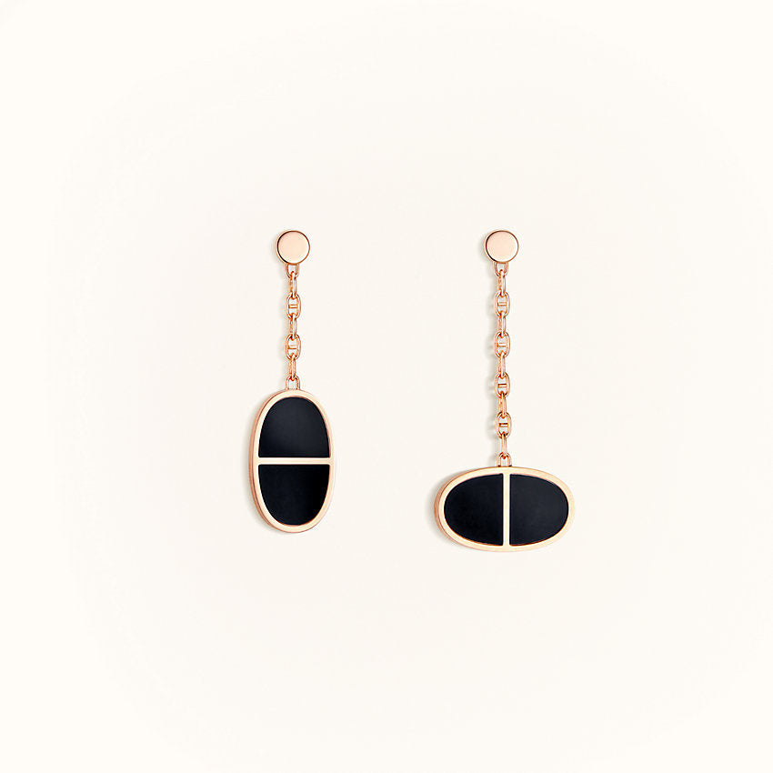 [Elara jewelsry ]CHAINE VERSO BLACK CERAMIC EARRINGS