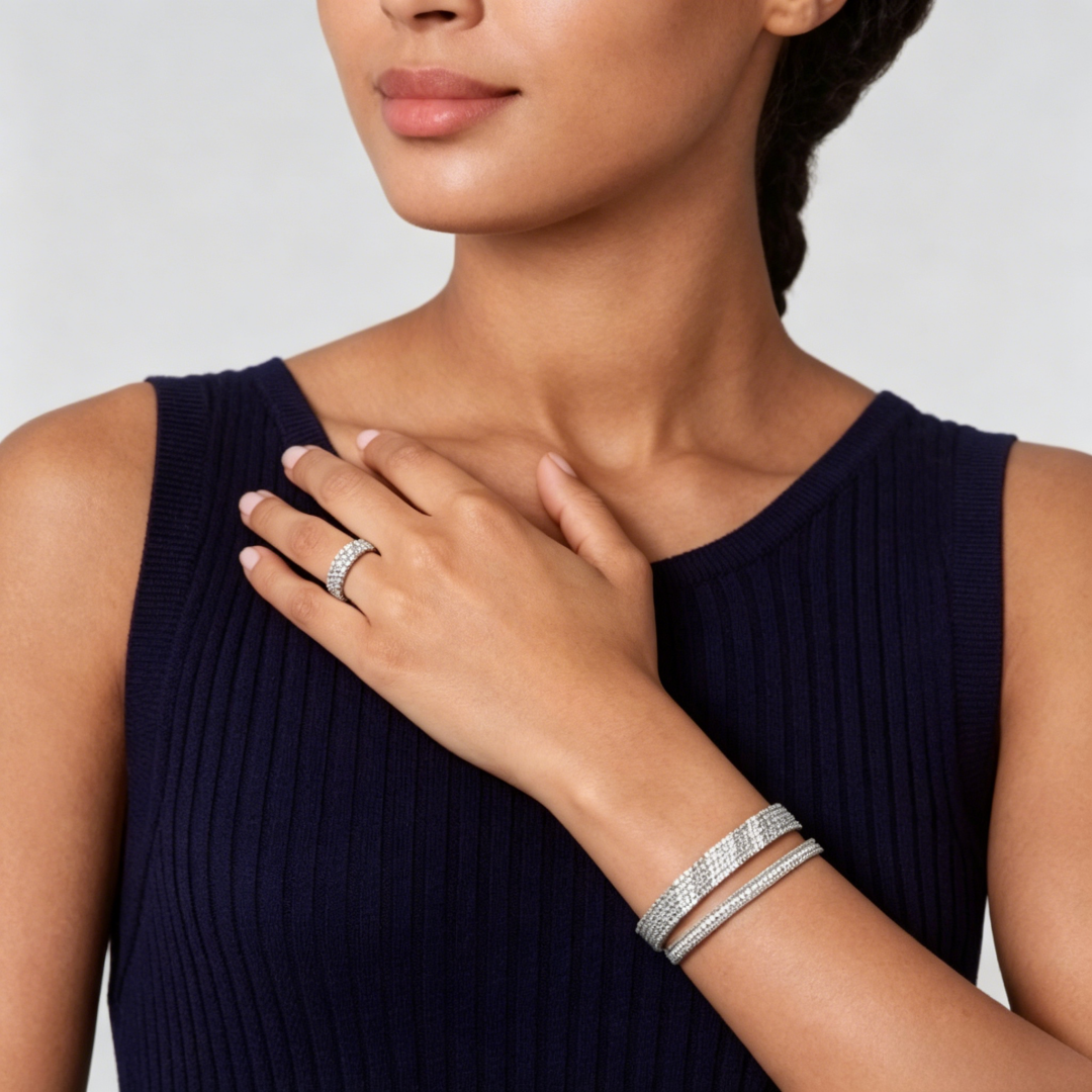 [Elara jewelsry] THREE-ROW DIAMOND RING