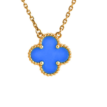 [Elara jewelsry ]CLOVER 15MM BLUE AGATE NECKLACE