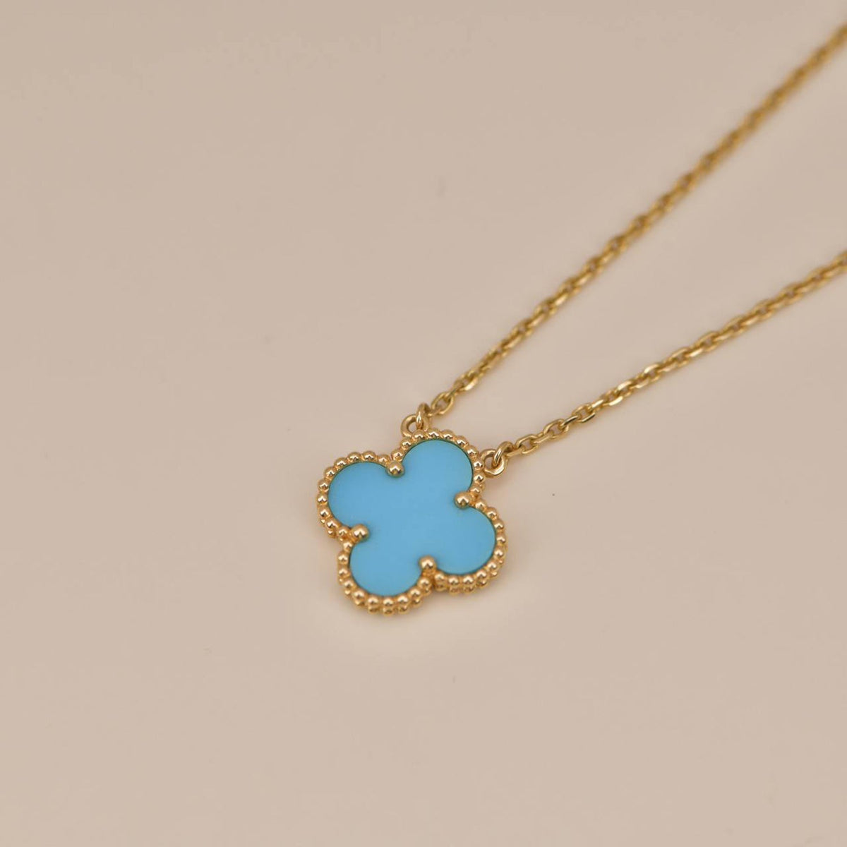 [Elara jewelsry ]CLOVER 15MM VINTAGE TURQUOISE NECKLACE