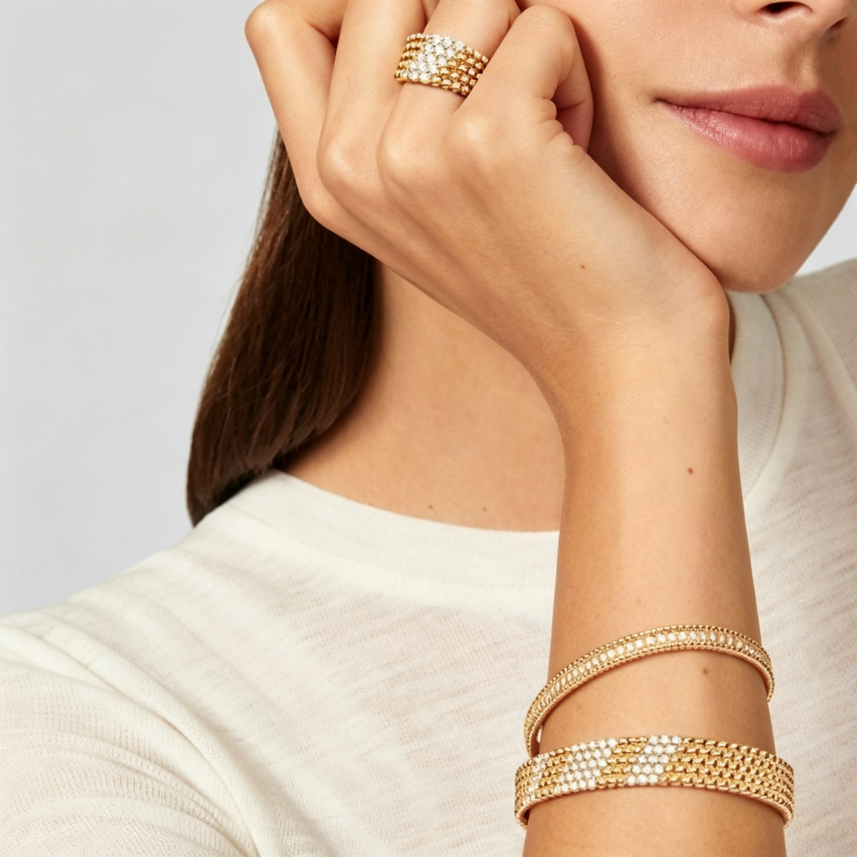 [Elara jewelsry]  FIVE-ROW DIAMOND BRACELET