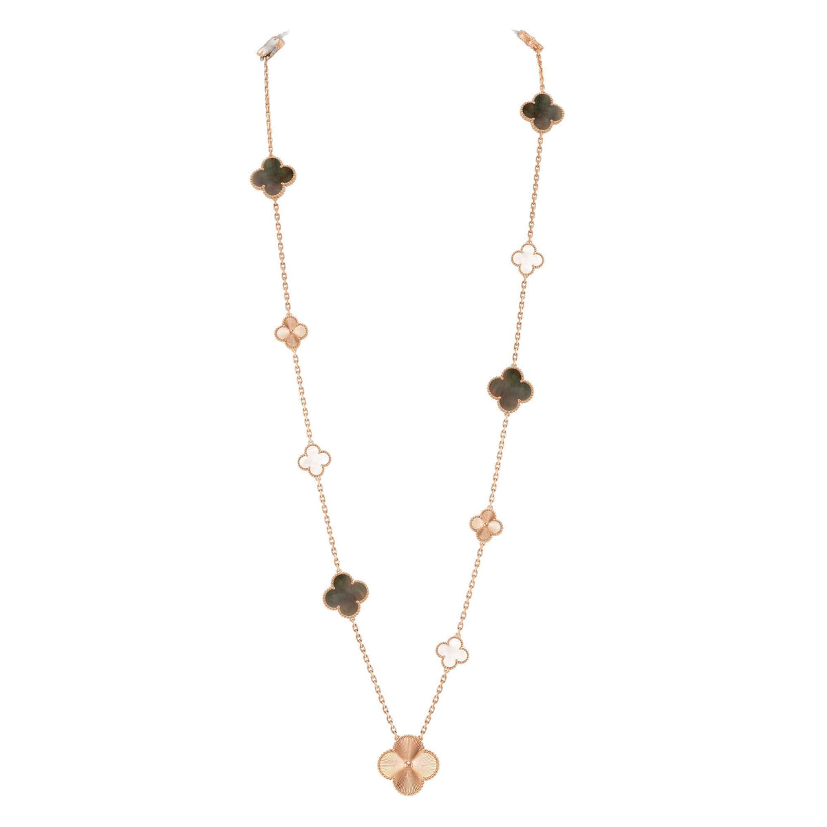 [Elara jewelsry ]DETACHABLE CLOVER 15(11+4) FLOWER ROSE GOLD NECKLACE SET