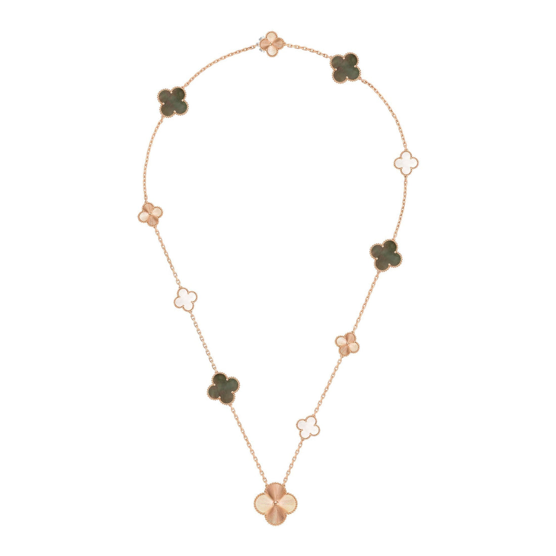 [Elara jewelsry ]DETACHABLE CLOVER 15(11+4) FLOWER ROSE GOLD NECKLACE SET