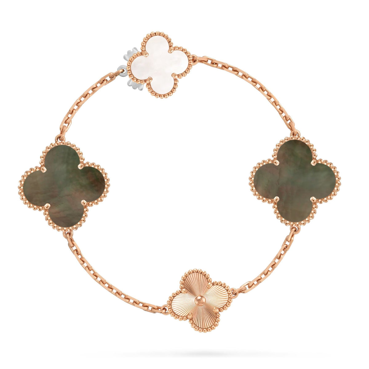 [Elara jewelsry ]DETACHABLE CLOVER 15(11+4) FLOWER ROSE GOLD NECKLACE SET