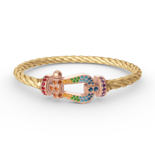 [Elara jewelsry ]FORCE LARGE HORSESHOE  COLORED DIAMOND BRACELET ROSE GOLD
