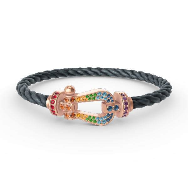 [Elara jewelsry ]FORCE LARGE HORSESHOE  COLORED DIAMOND BRACELET ROSE GOLD
