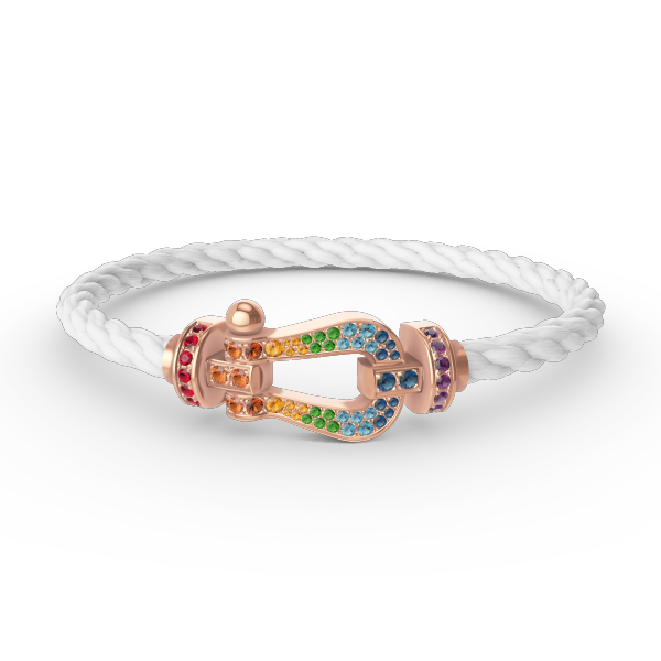 [Elara jewelsry ]FORCE LARGE HORSESHOE  COLORED DIAMOND BRACELET ROSE GOLD
