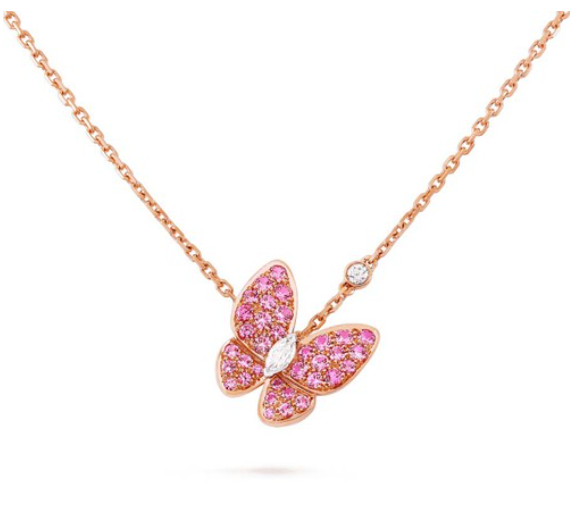 [Elara jewelsry ]BUTTERFLY RED DIAMOND ROSE GOLD NECKLACE