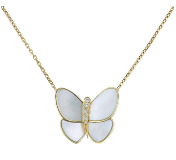 [Elara jewelsry ]BUTTERFLY GOLD MOP DIAMOND NECKLACE