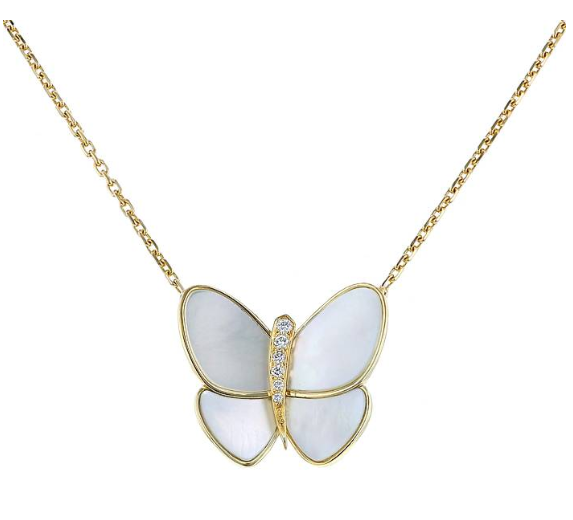 [Elara jewelsry ]BUTTERFLY GOLD MOP DIAMOND NECKLACE