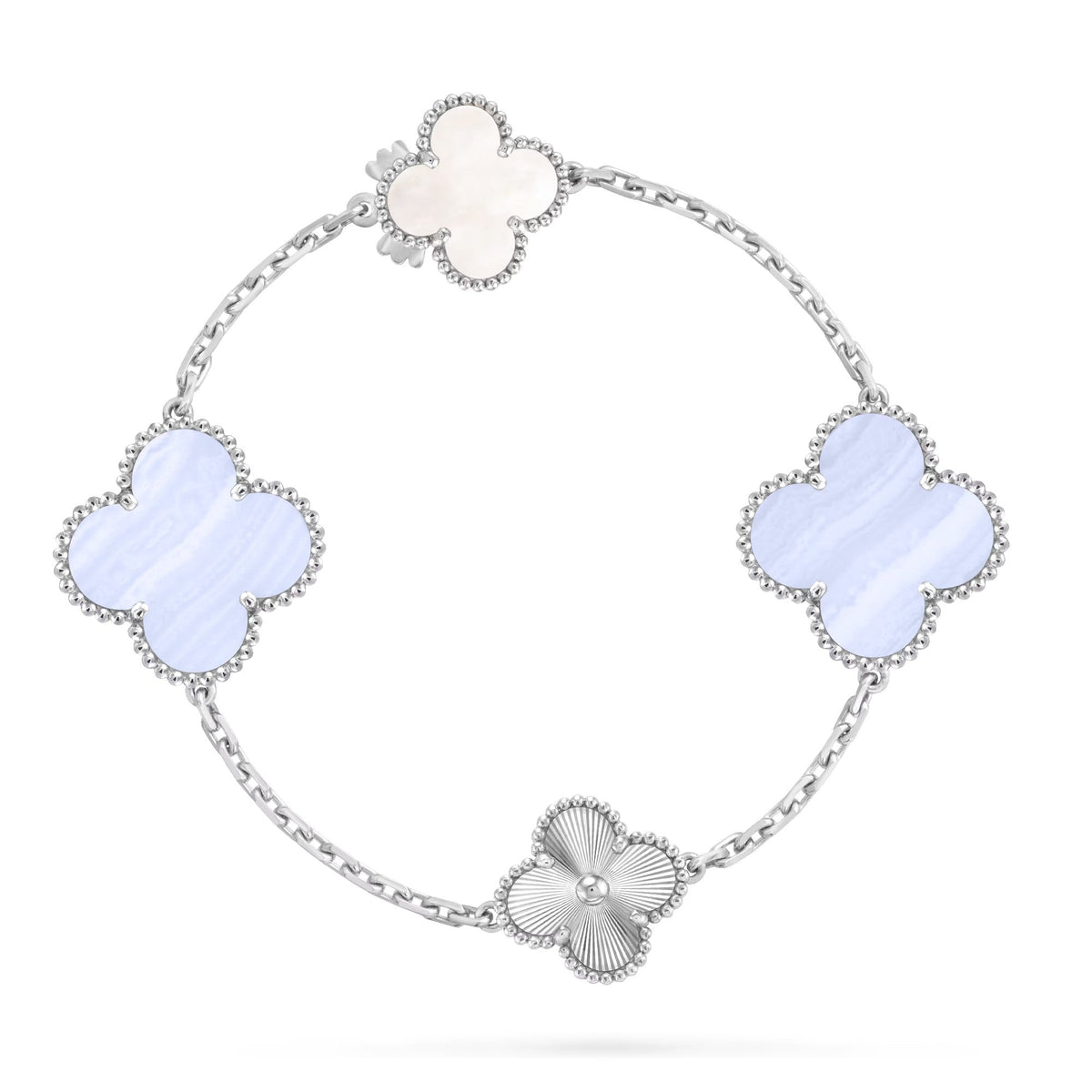 [Elara jewelsry ]DETACHABLE CLOVER 15(11+4) FLOWER SILVER NECKLACE SET