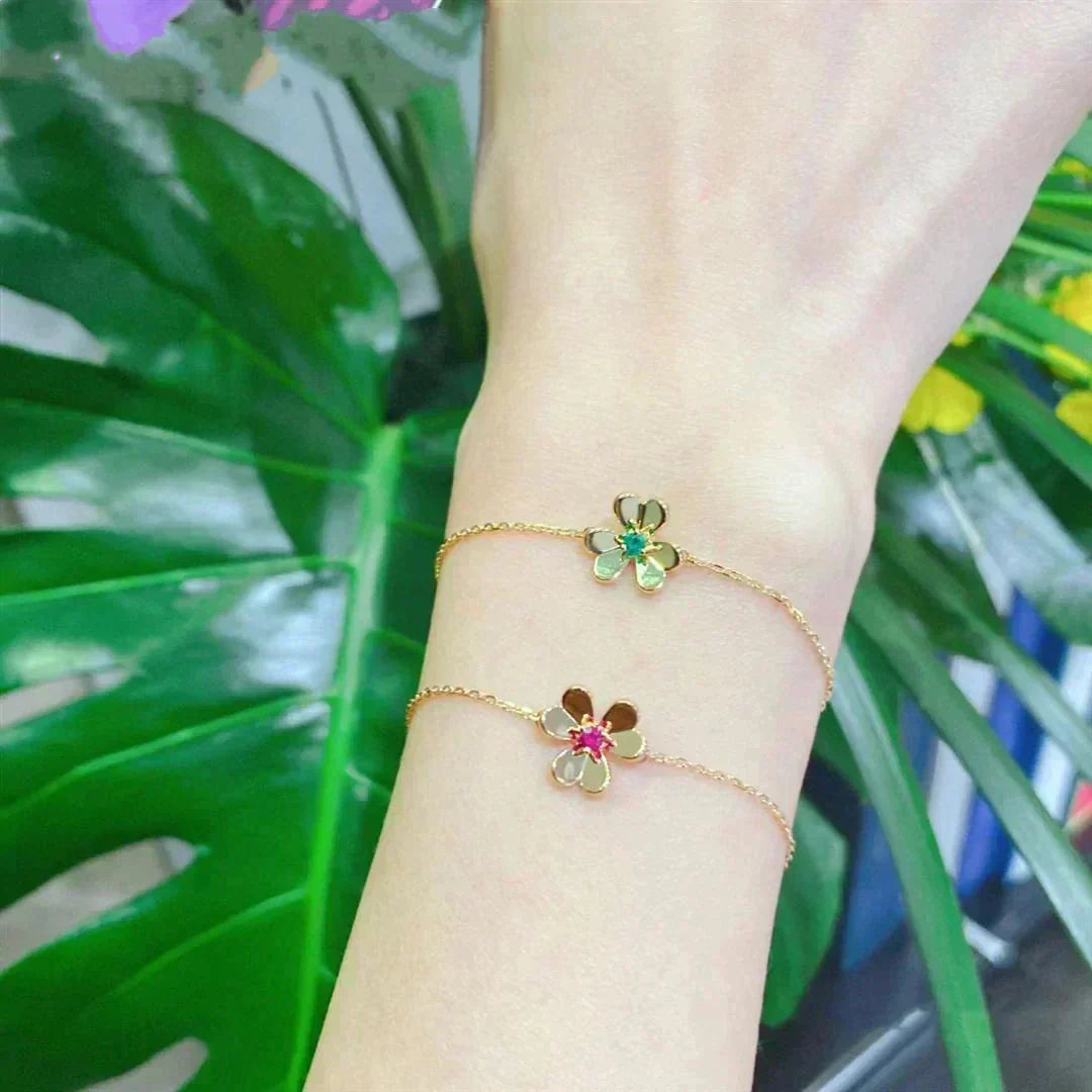 [Elara jewelsry ]FRIVOLE GOLD FLOWER PINK MALACHITE BRACELET