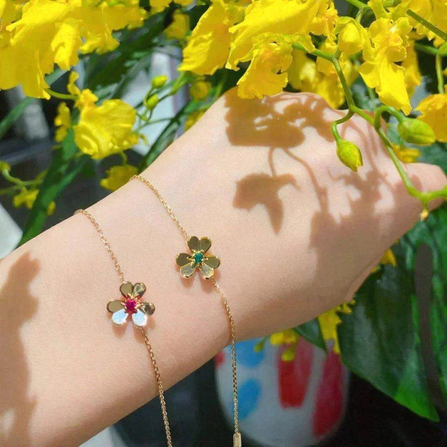 [Elara jewelsry ]FRIVOLE GOLD FLOWER PINK MALACHITE BRACELET